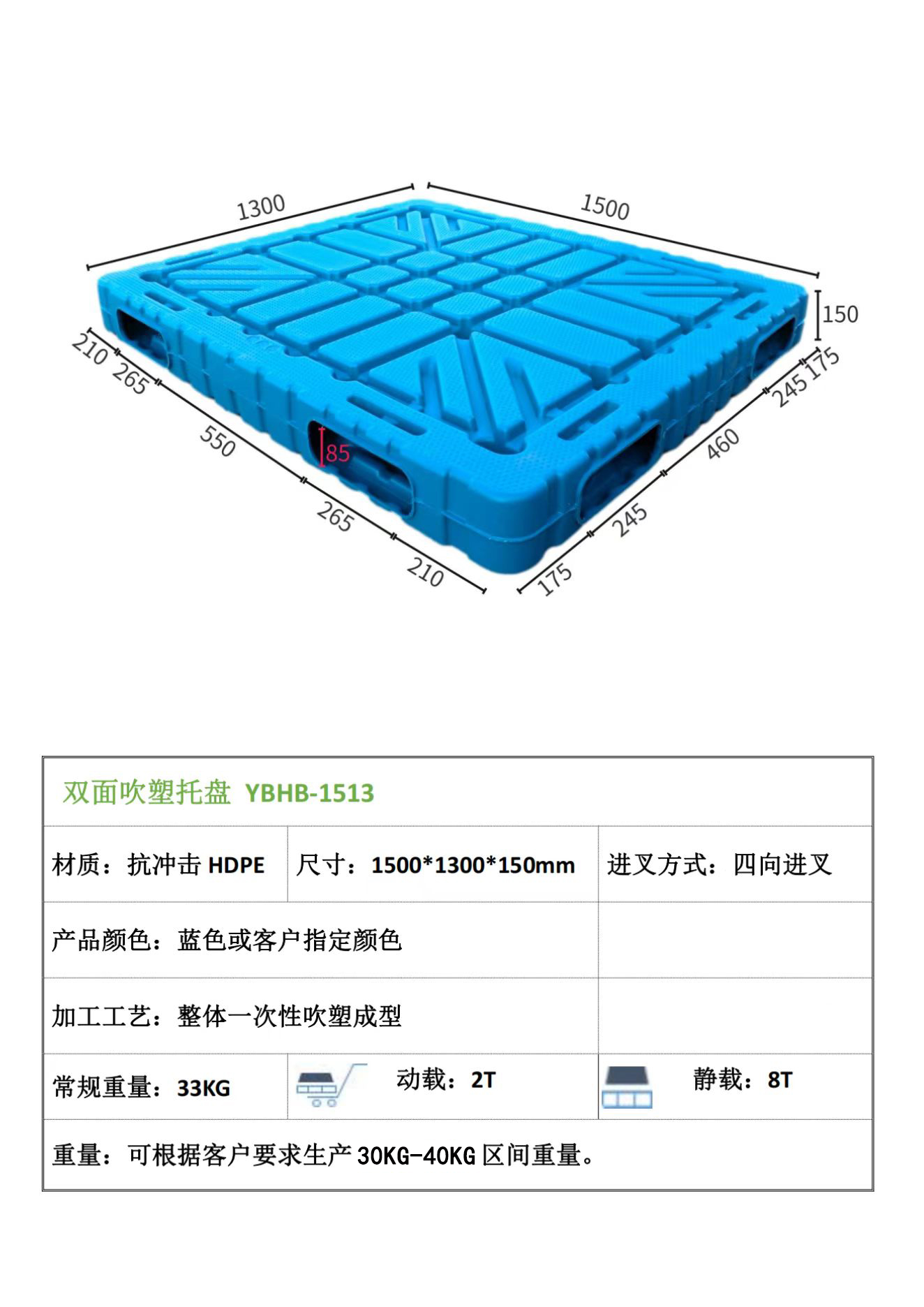 双面吹塑托盘双向进叉托盘的应用(yòng)分(fēn)析